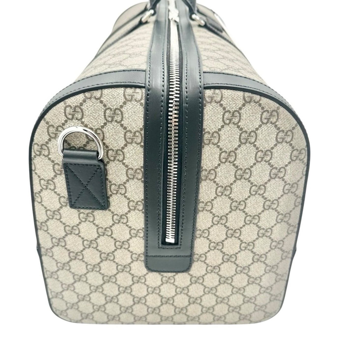 NWT Full Set Gucci GG Supreme Leather Trim X-Large Travel Duffel Bag Beige/Black