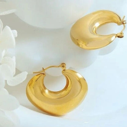 18K Gold Plated Stainless Steel Hoops Earrings