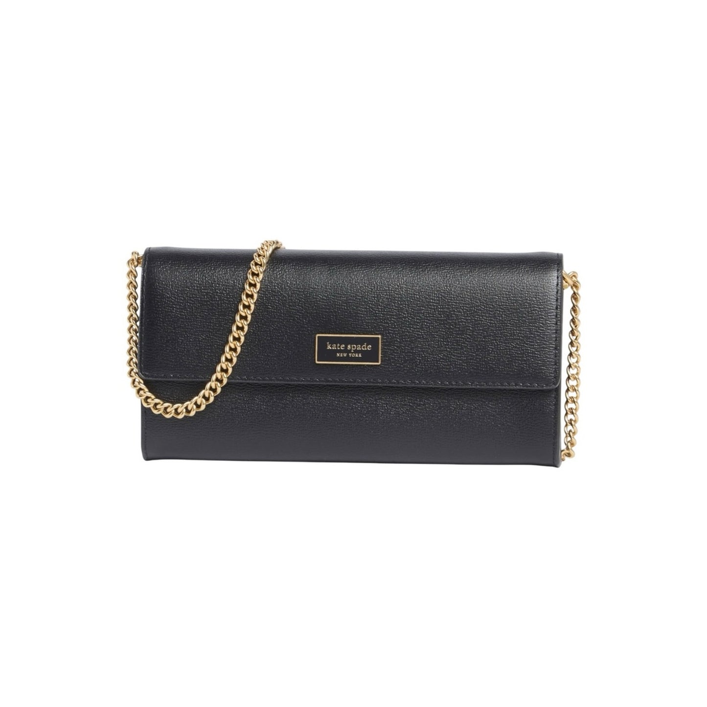 Kate Spade Katy Black Leather Flap Crossbody Continental Wallet NWT