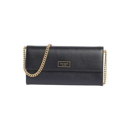 Kate Spade Katy Black Leather Flap Crossbody Continental Wallet NWT
