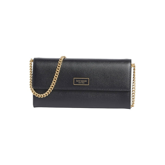Kate Spade Katy Black Leather Flap Crossbody Continental Wallet NWT