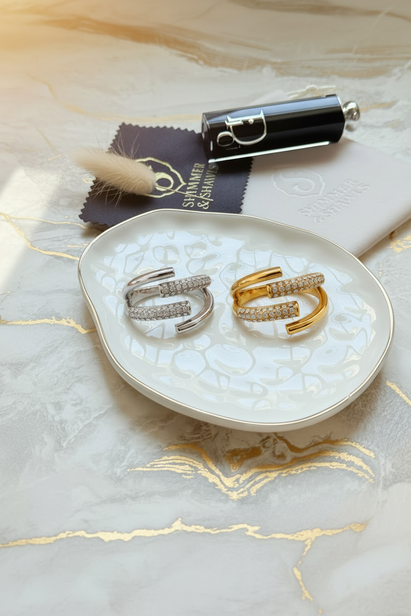 Gold & Silver Nail Rings — Branded Tray