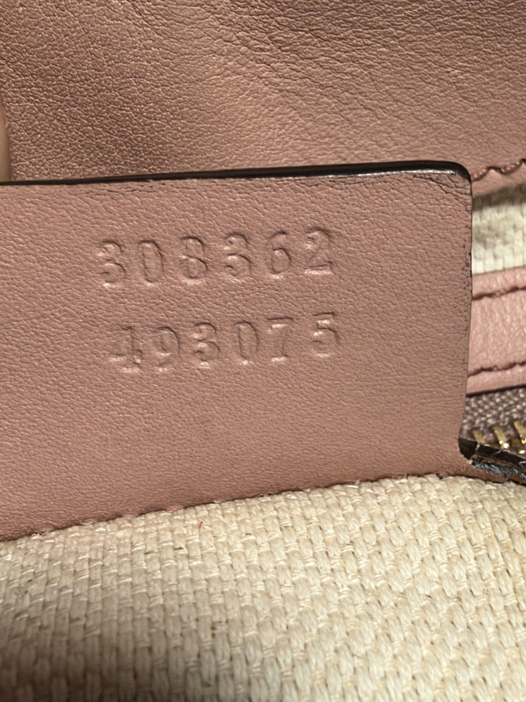 Gucci Soho camel tan satchel: Style and secondary number label