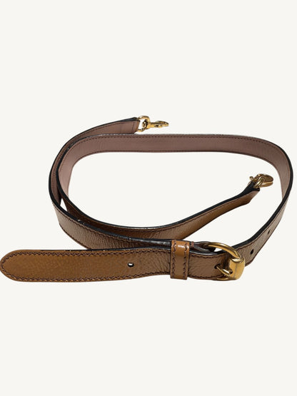 Gucci Soho camel tan satchel: Detachable adjustable shoulder strap