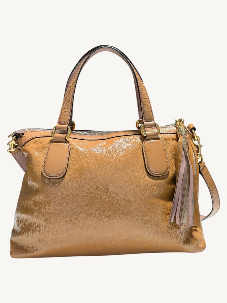 Gucci Soho camel tan satchel: Back view