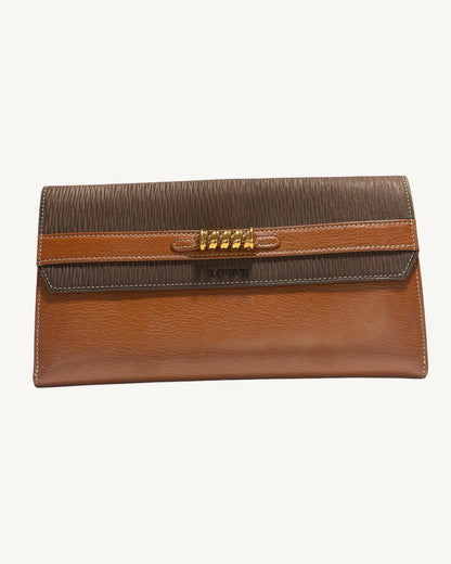 Vintage Loewe Velazquez brown and tan leather wallet, front view