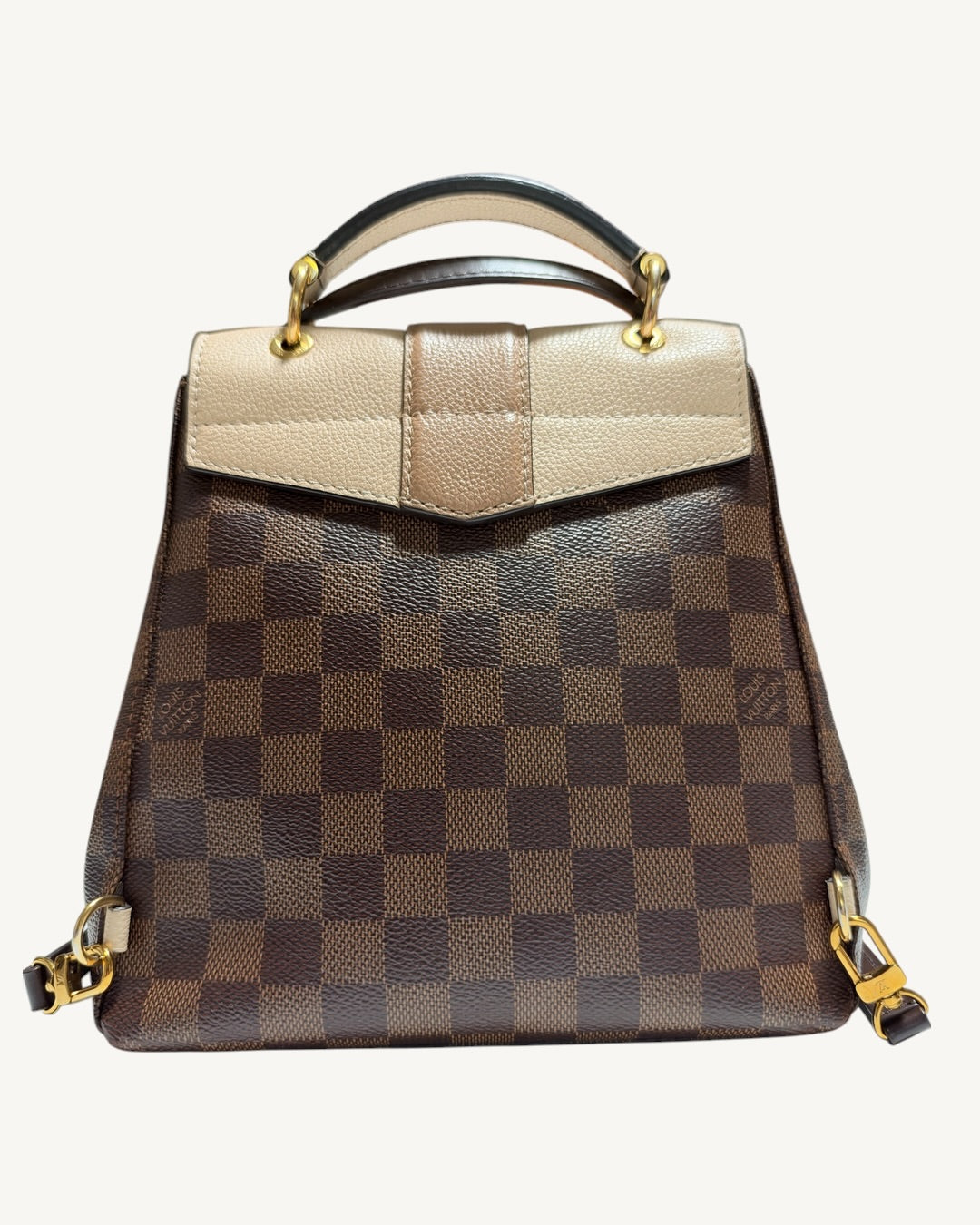 Louis Vuitton Clapton Backpack — Rear canvas panel and two-tone leather flap with lower strap clasps