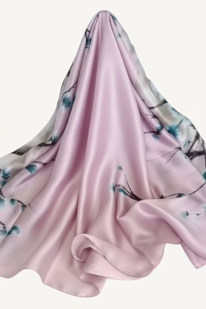 Pink Blossom Scarf – Clean White Background