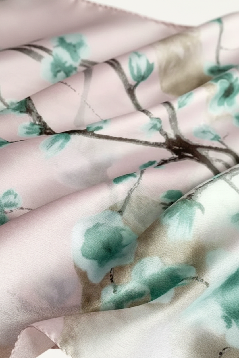Pink Blossom Scarf – Detail Close-up