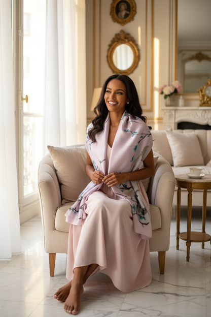 Pink Blossom Scarf – Diya Shoulder Wrap
