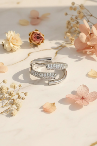 Silver Double-Wrap Nail Ring — Marble Scene Clean