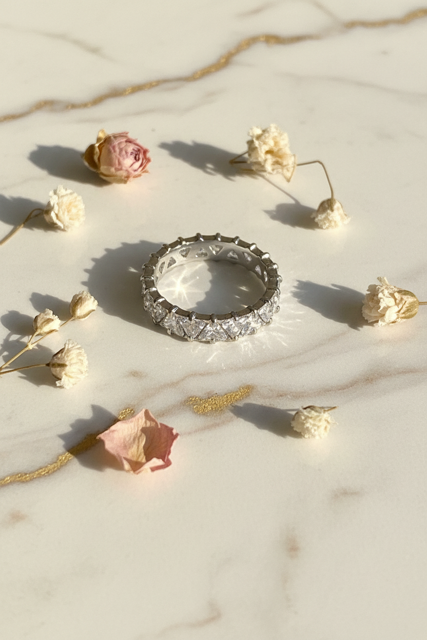 Silver Ring — Marble & Flowers Portrait