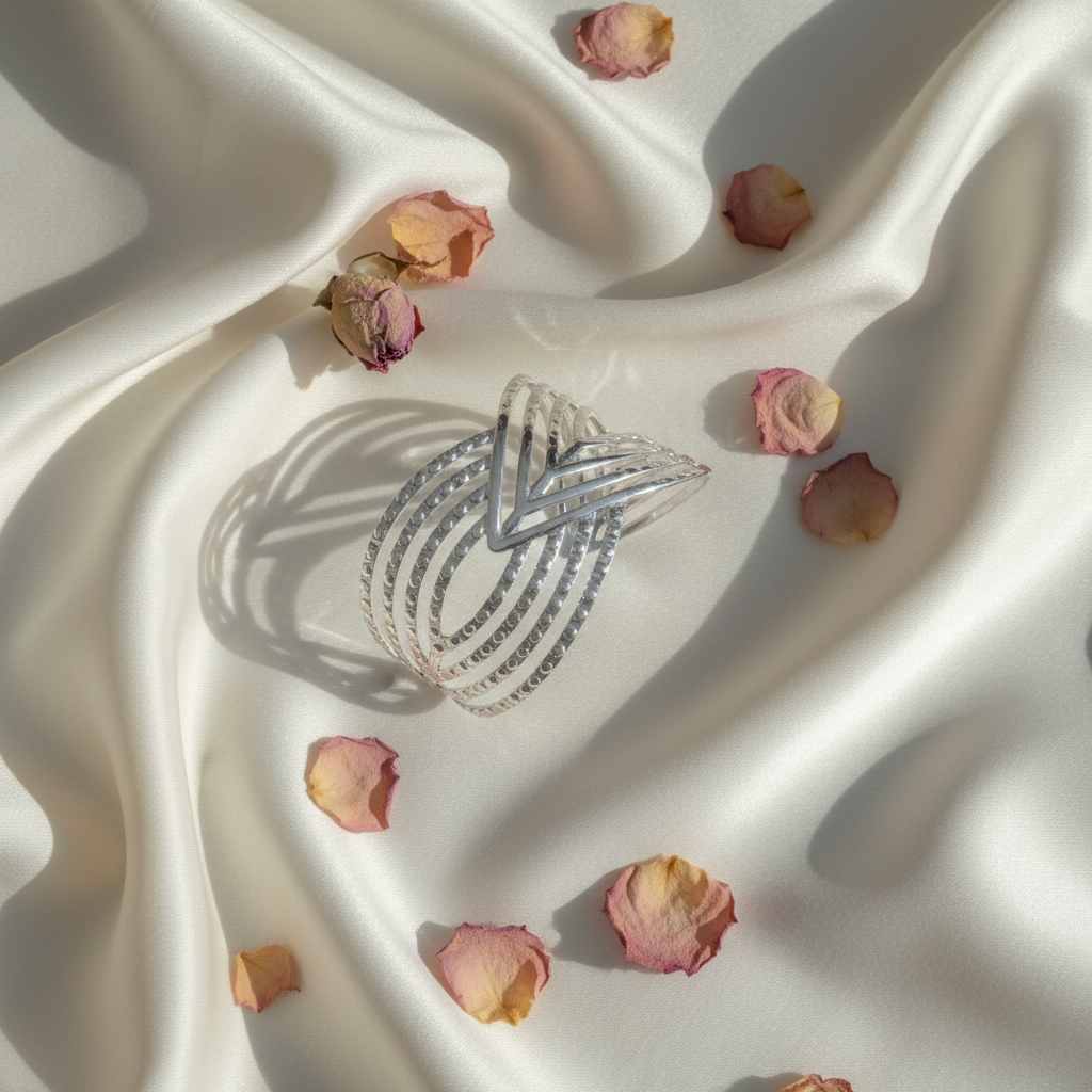 The Aile Silver — Silk Flat Lay