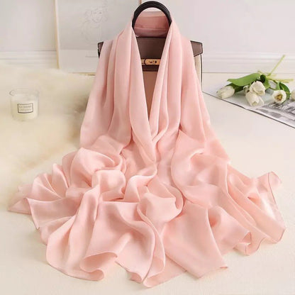 Blush Serenity Silk-Emulation Satin Large Scarf